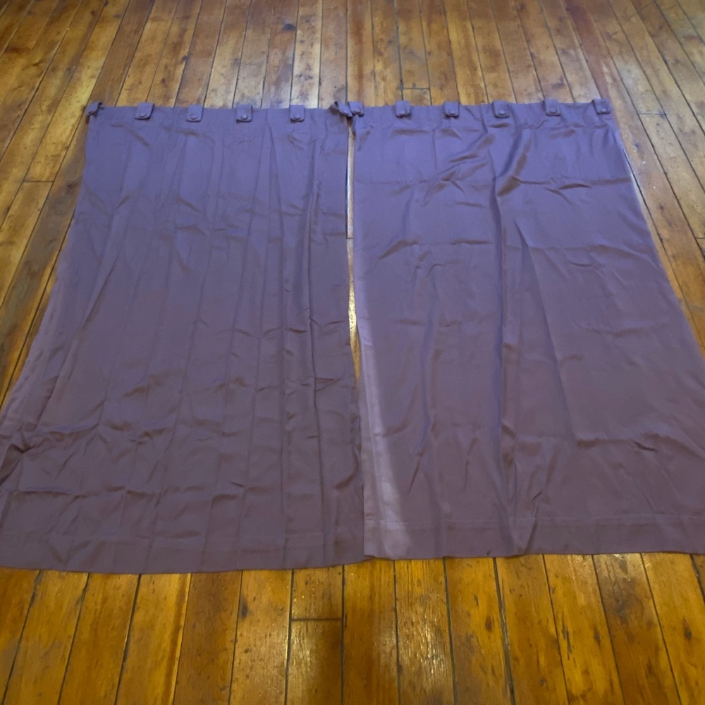 Three Purple Cotton Curtain Panels